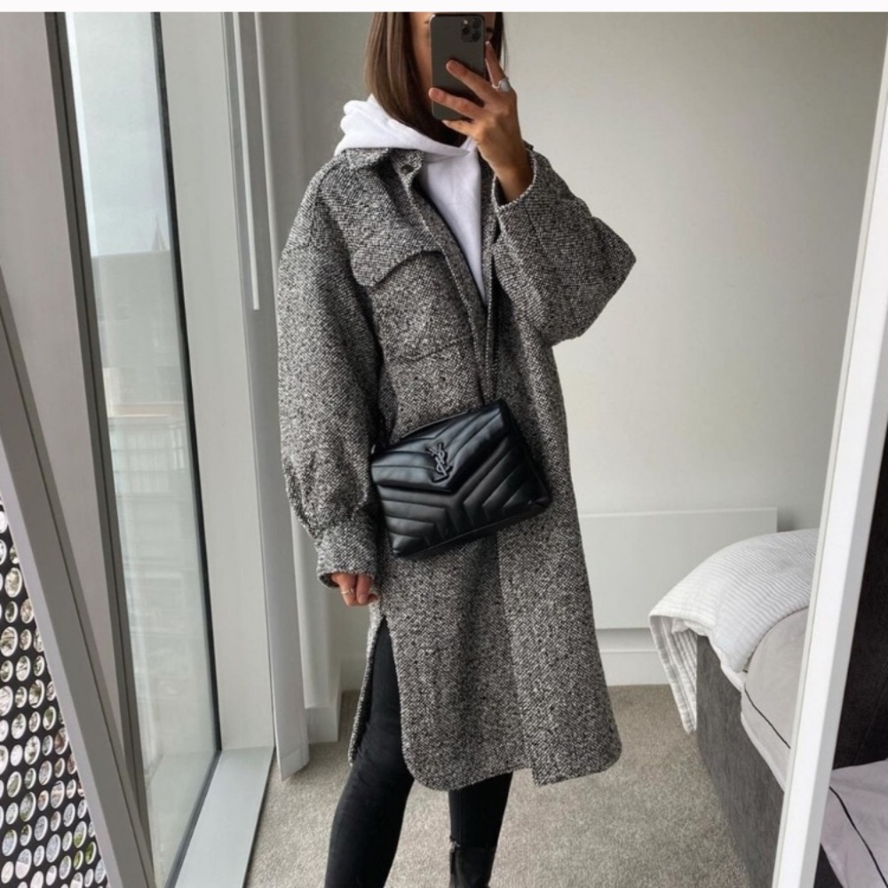 H&M Gray Tweed Long Coat